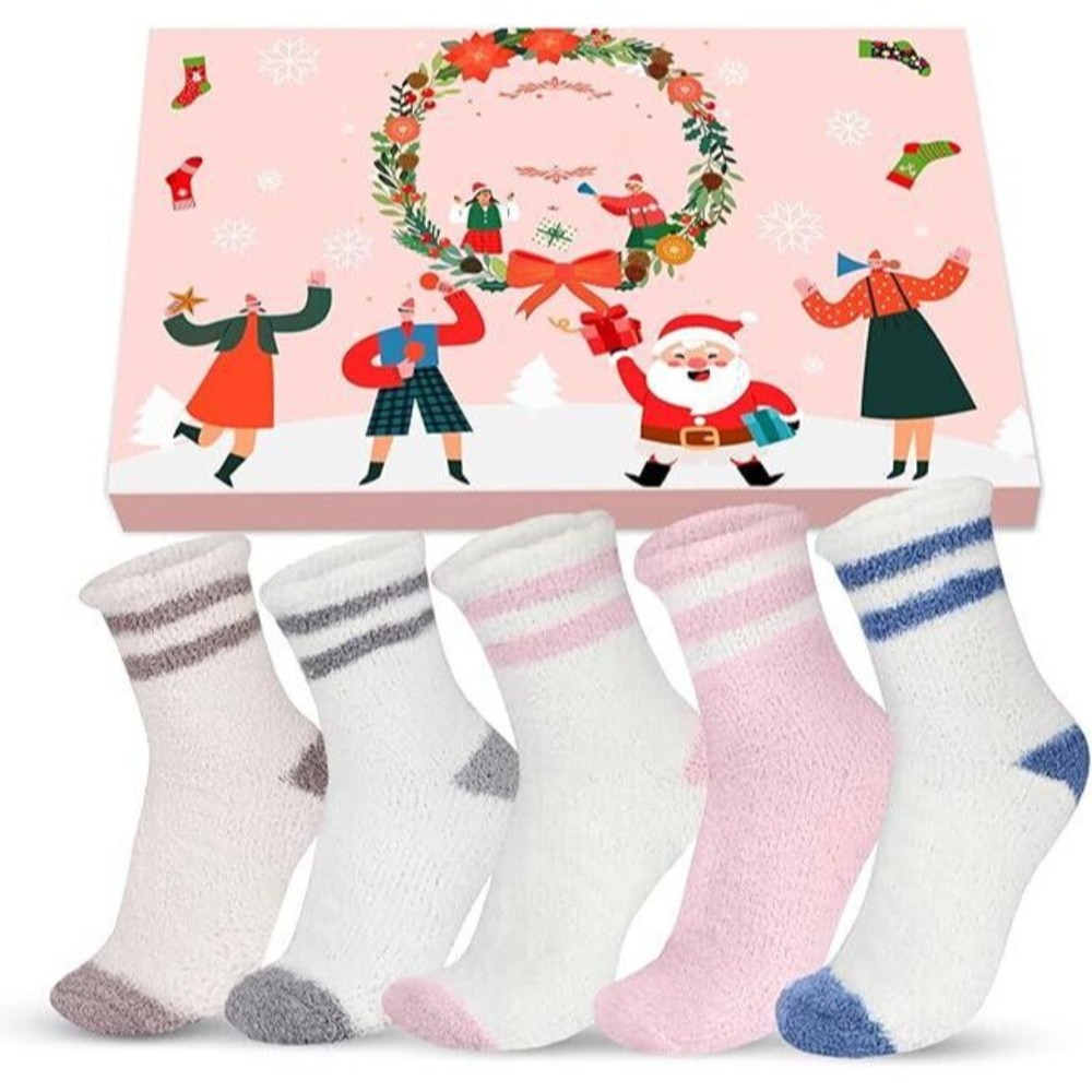 Urecover Fuzzy Warm Slipper Socks for Women 5pk One Size